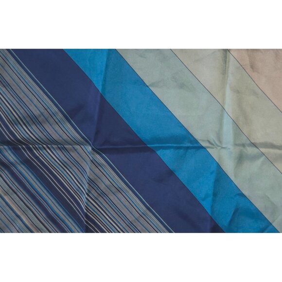 Pierre Balmain Paris Silk Blue Geometric Pattern Scarf 26" Square - Picture 5 of 5